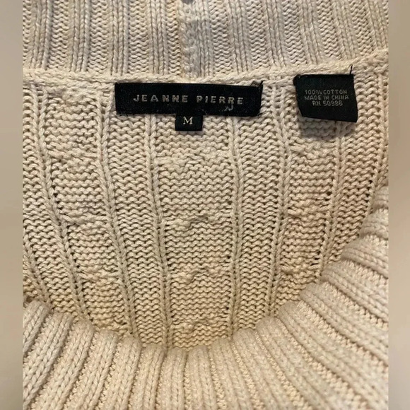 Jeanne Pierre Women’s 100% Cotton Cable Knit Cowl-neck Ivory Sweater EUC Medium. - Picture 4 of 8